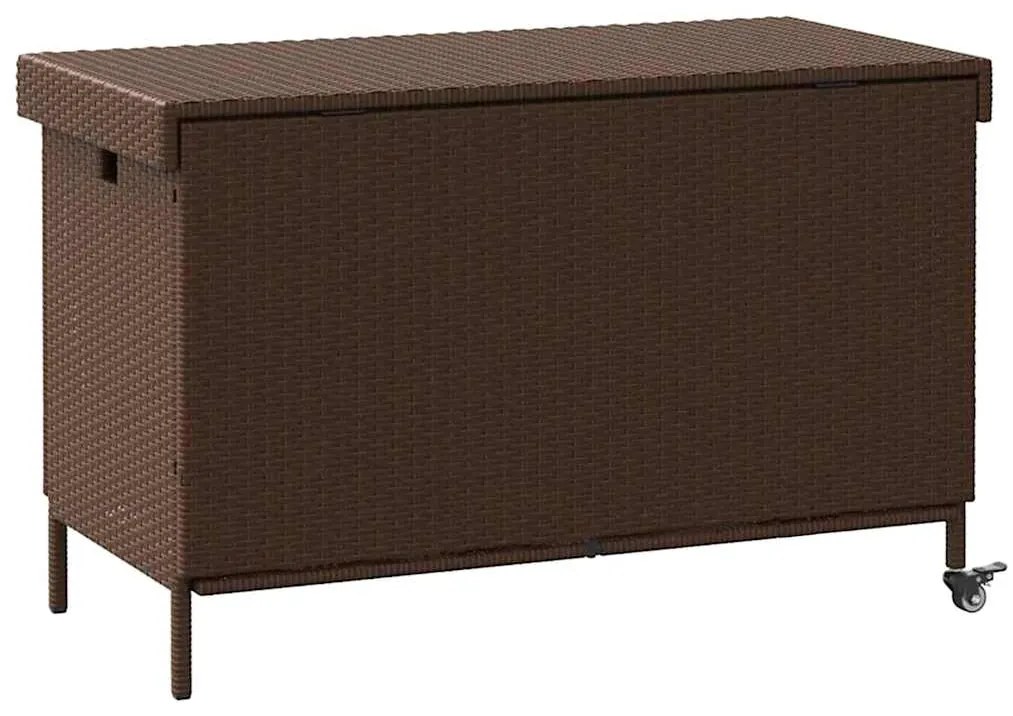 vidaXL Κουτί Αποθήκευσης Κήπου με Ρόδες 110x55x73 εκ. Συνθετικό Ρατάν