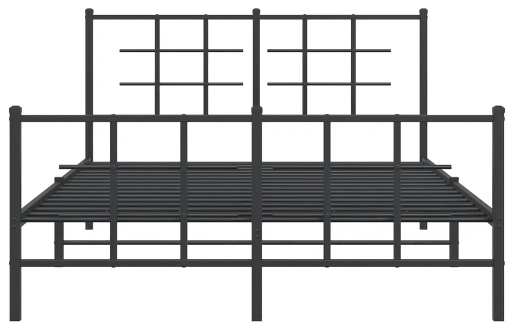 vidaXL Πλαίσιο Κρεβατιού με Κεφαλάρι&Ποδαρικό Μαύρο 140x200εκ. Μέταλλο