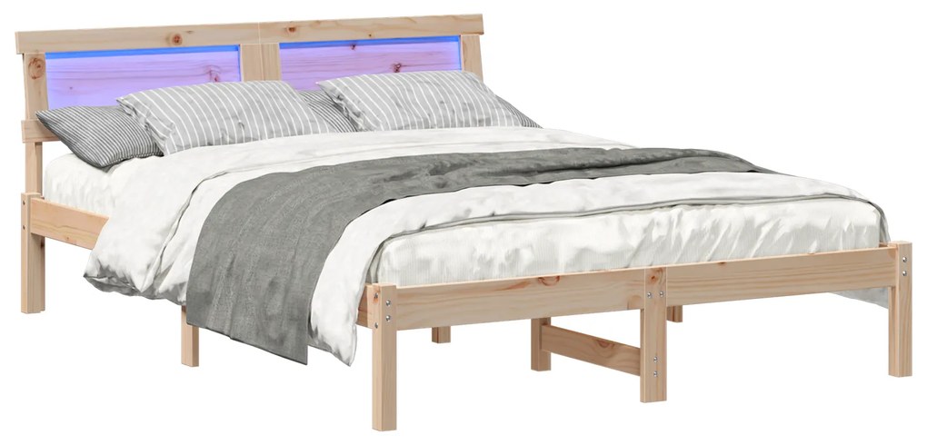 vidaXL Σκελετός Κρεβατιού Καφέ 140 x 190 cm Ξύλο πεύκου