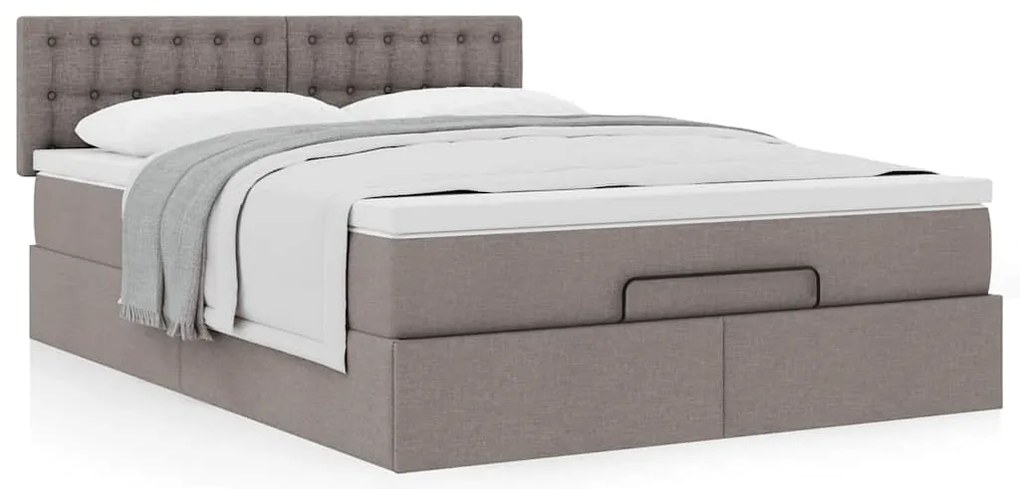 vidaXL Οθωμανικό κρεβάτι με στρώμα Taupe 140x200cm ύφασμα