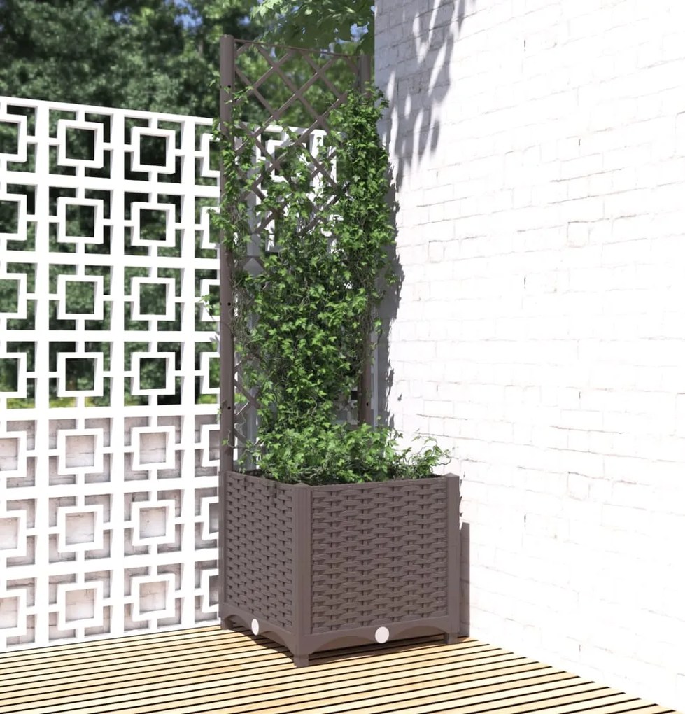 vidaXL Ζαρντινιέρα Κήπου με Καφασωτό Καφέ 40 x 40 x 136 εκ. από PP