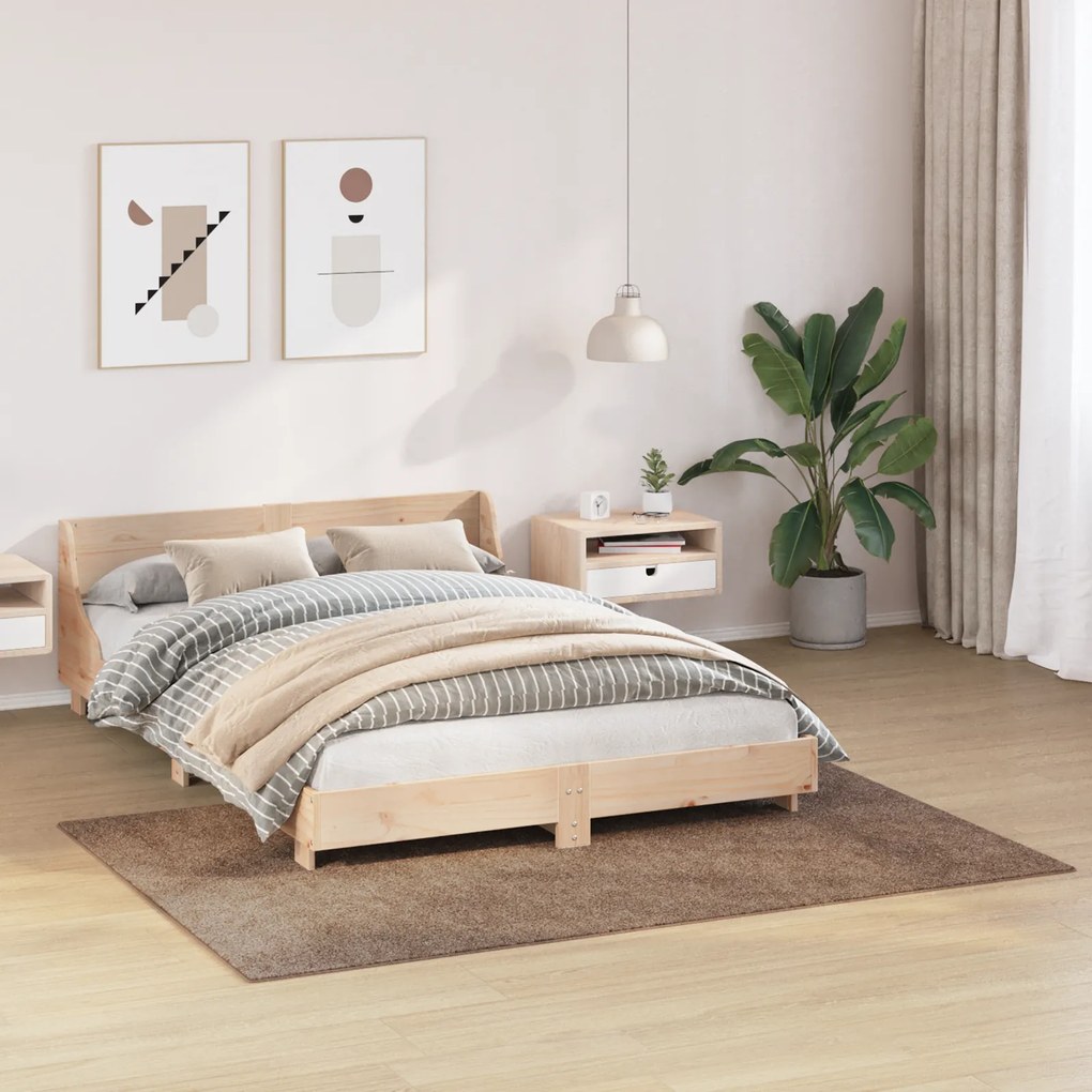 vidaXL Χαλί shaggy  με λατέξ καφέ 140x200 εκ