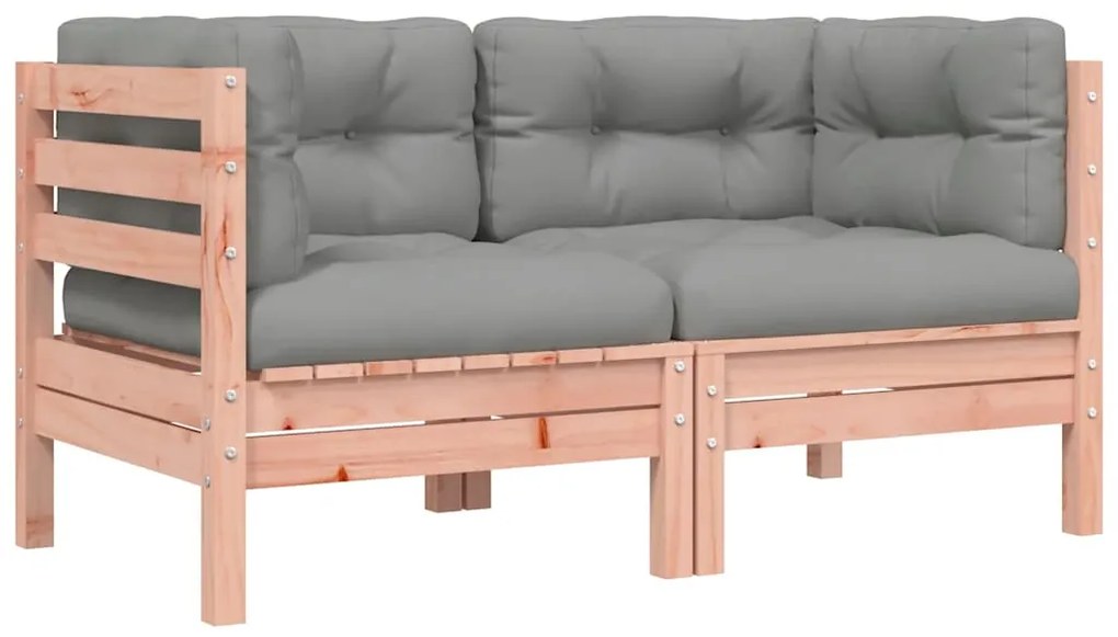 vidaXL Καναπέδες Κήπου Γωνιακοί 2 τεμ. Μασίφ Ψευδοτσούγκα με Μαξιλάρια