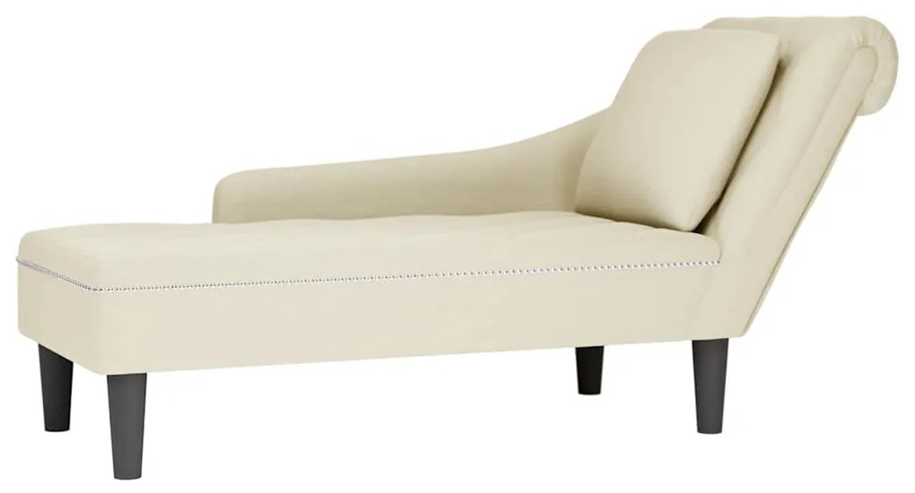 vidaXL Ανάκλιντρο Κρεμ Υφασμάτινο με Μαξιλάρι και Βελούδινο