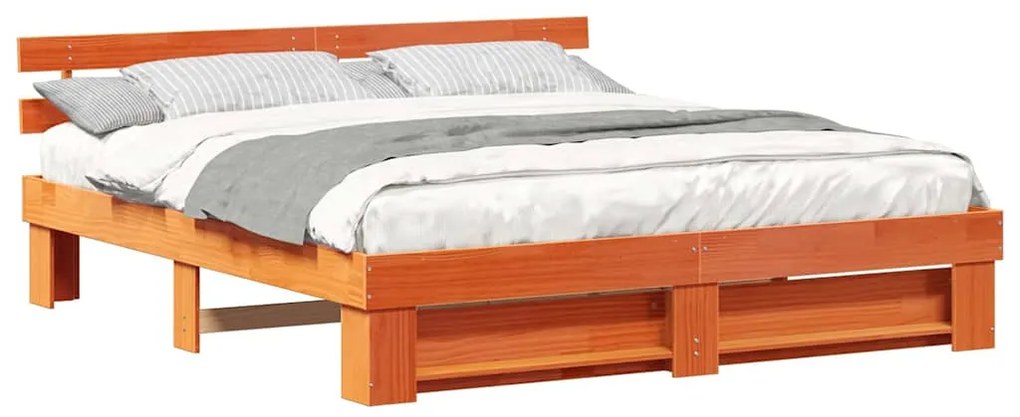vidaXL Σκελετός Κρεβατιού Καφέ 200 x 200 cm Στερεά ξυλεία πεύκου