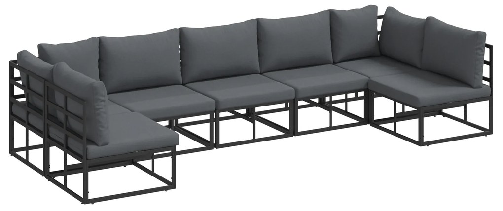 vidaXL Σετ Καναπέ Κήπου 7 pcs Μαύρο 353 x 141.5 x 71 εκ Αλουμίνιο