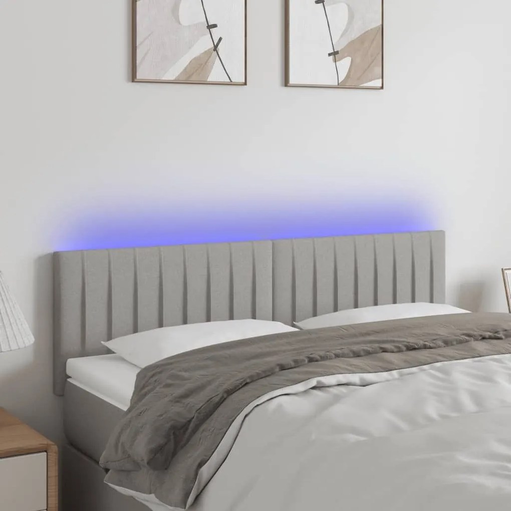 Κεφαλάρι Κρεβατιού LED Ανοιχτό Γκρι 144x5x78/88 εκ. Υφασμάτινο 3121848