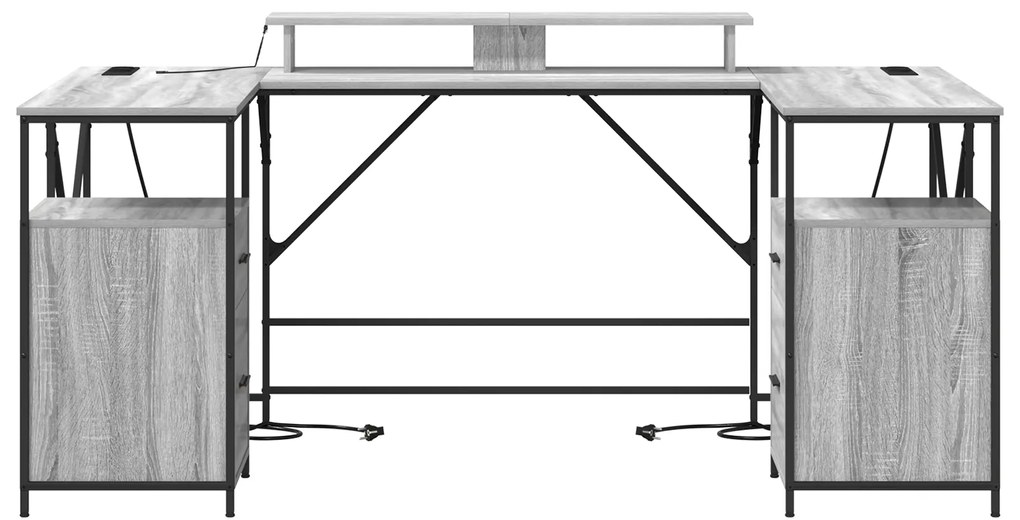 vidaXL Γραφείο Γκρι Sonoma 182 x 101 x 87.5 εκ. Επεξεργασμένο ξύλο