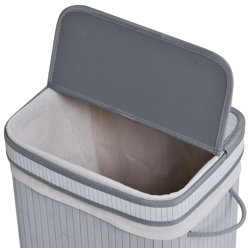 HOMCOM Καλάθι Απλυτων, 70 L Συλλέκτης Απλυτων με Καπάκι, Αφαιρούμενο Εσωτερικό, Κουτί Απλυτων για Μπάνιο, 40 x 30 x 60 cm, Γκρι