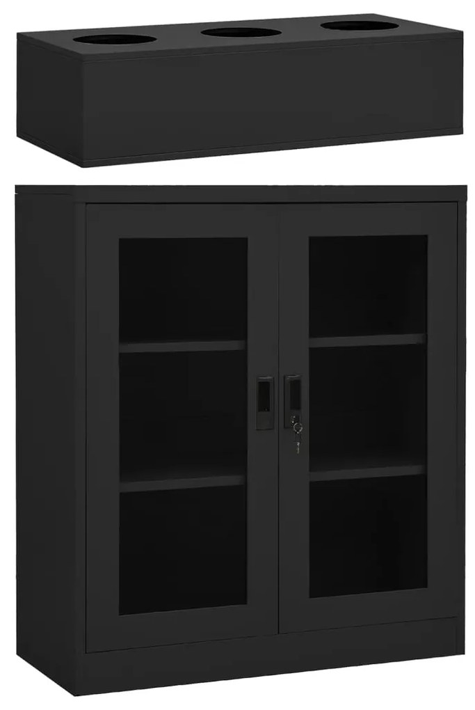 vidaXL Ντουλάπα Γραφείου με Γλάστρα Ανθρακί 90x40x128 εκ. Ατσάλινη