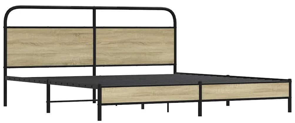 vidaXL Σκελετός Κρεβ. Χωρίς Στρώμα Sonoma Δρυς 183x213 εκ. Μεταλλικό