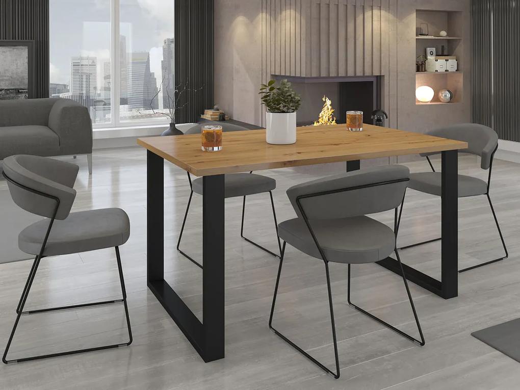 Τραπέζι Tucson 137, Artisan βελανιδιά, Μαύρο, 75x90x138cm, 47 kg, Πλαστικοποιημένη μοριοσανίδα, Μέταλλο | Epipla1.gr