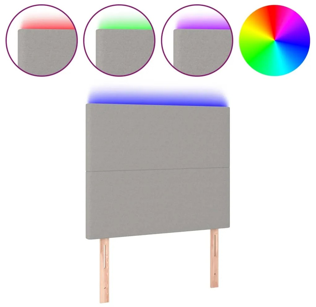 vidaXL Κεφαλάρι Κρεβατιού LED Ανοιχτό Γκρι 80x5x118/128 εκ. Υφασμάτινο