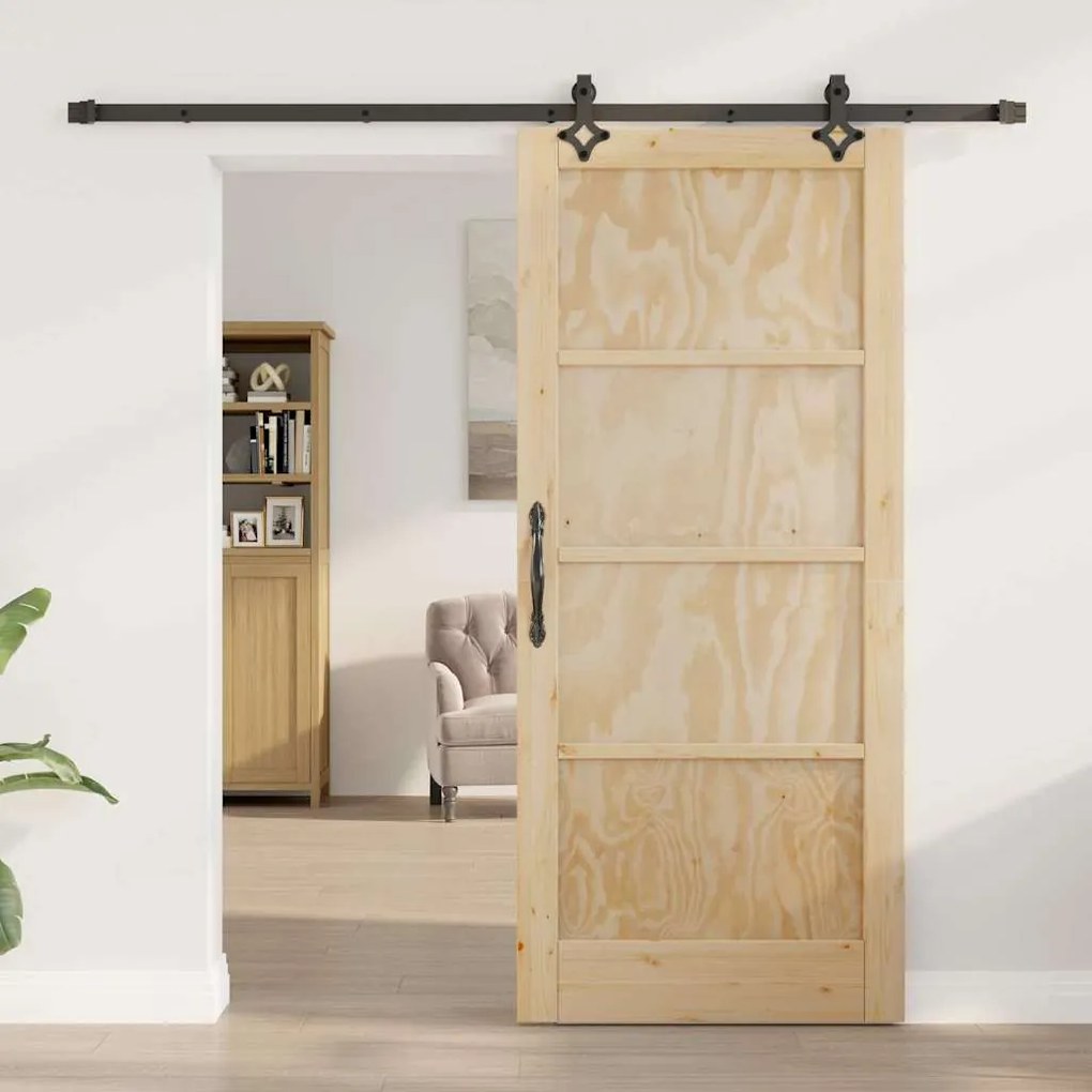 vidaXL Σετ Συρόμενης Πόρτας ORKDAL Φυσικό και μαύρο 86 x 198.5 cm