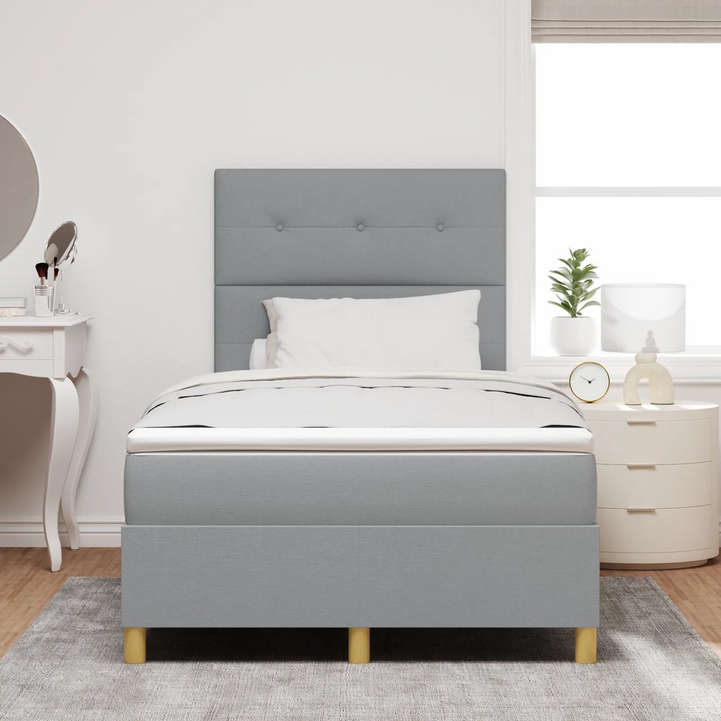 vidaXL Κρεβάτι Box Spring με Στρώμα & Φωτισμό LED Γκρι 120x200 εκ. Υφασμάτινο