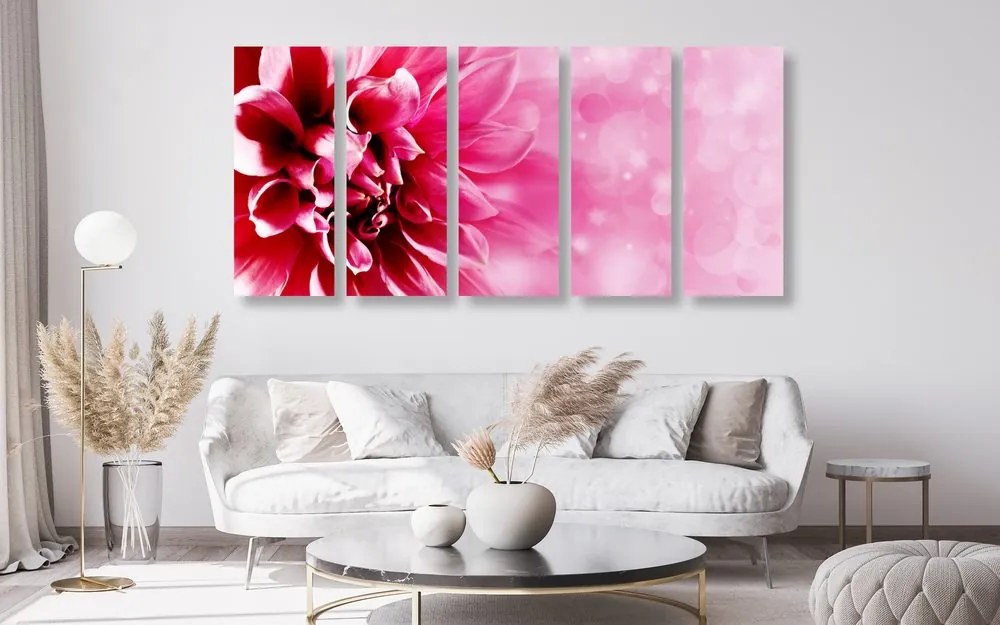 Εικόνα 5 τμημάτων ροζ λουλούδι - 100x50