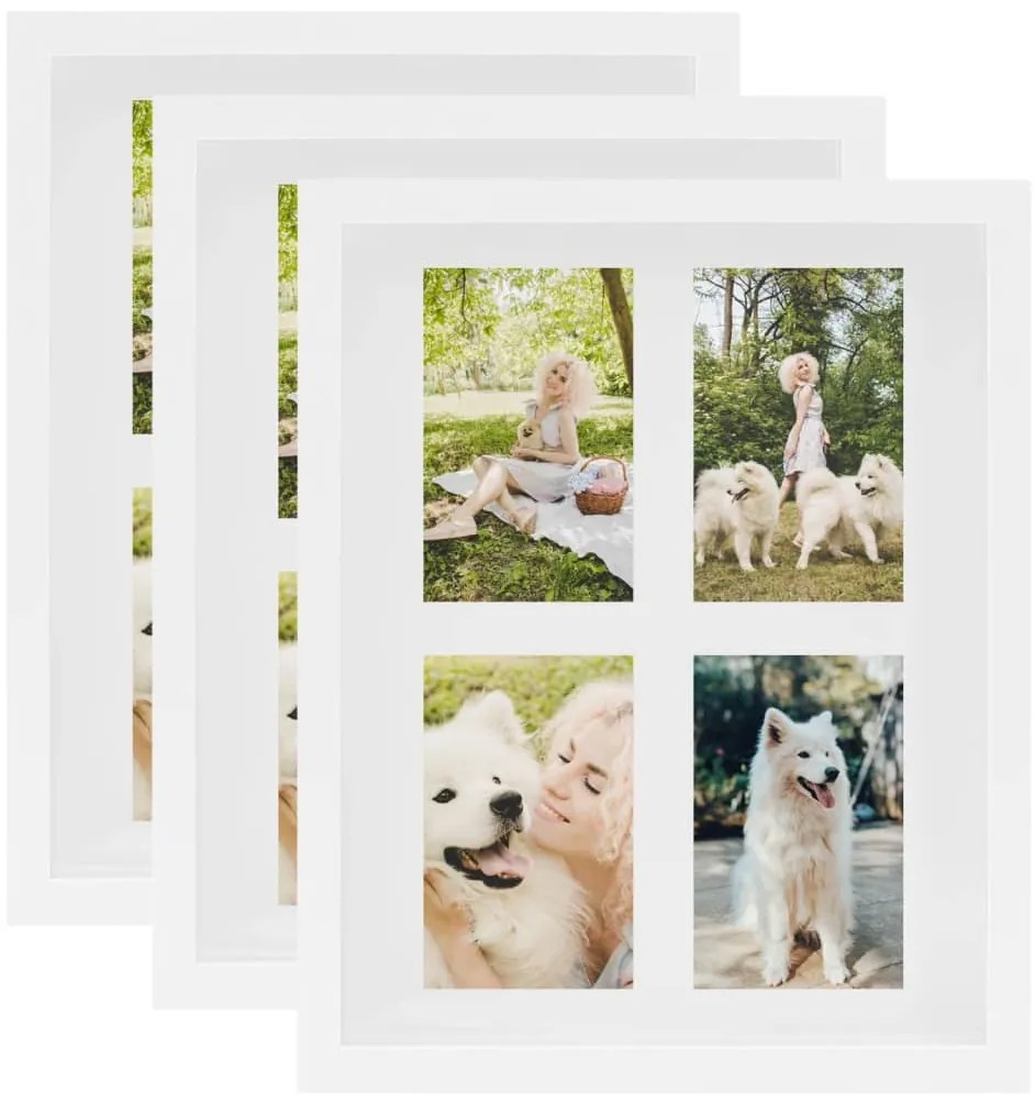 vidaXL Κορνίζες 3D 3 τεμ. Λευκό 28 x 35 εκ για Φωτογραφίες 4x(10x15εκ)