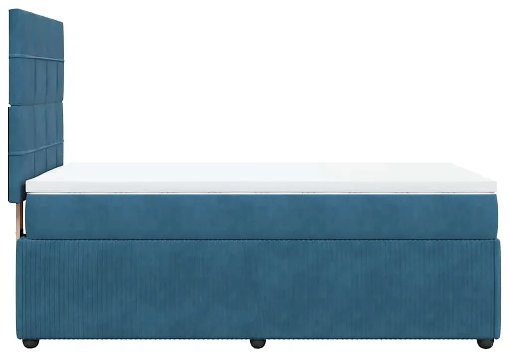 vidaXL Κρεβάτι Boxspring με Στρώμα Σκούρο Μπλε 80 x 200 εκ. Βελούδινο