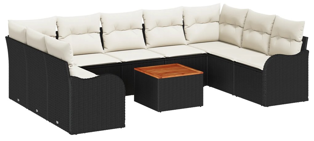 vidaXL Σετ Καναπέ Κήπου 10 pcs Μαύρος, λευκός Μεγάλος