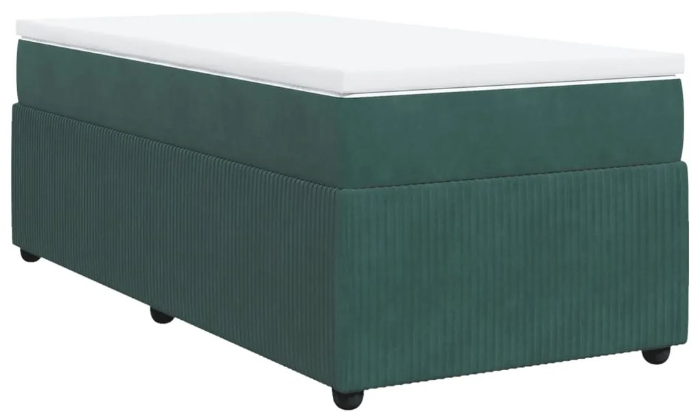 vidaXL Κρεβάτι Boxspring με Στρώμα Σκούρο Πράσινο 90x190 εκ. Βελούδινο