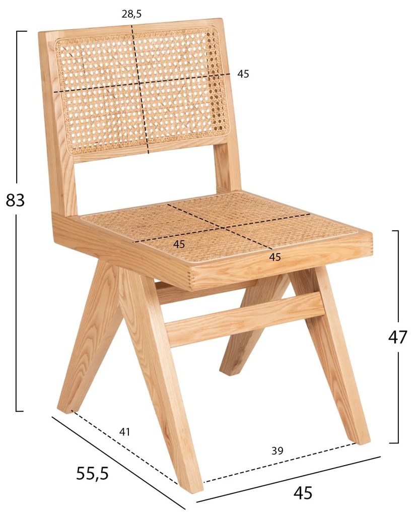 Καρέκλα FREDRIK Ξύλο Φράξινου και Rattan Φυσικό 45x55,5x83Υεκ. 45x55.5x83 εκ.