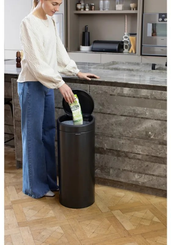 Κάδος Brabantia Touch Bin New 1008860, 30 l, αθόρυβο και ομαλό κλείσιμο, σκούρο γκρι