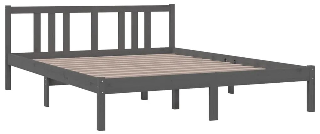 vidaXL Πλαίσιο Κρεβατιού Γκρι 150 x 200 εκ. Μασίφ Ξύλο King Size