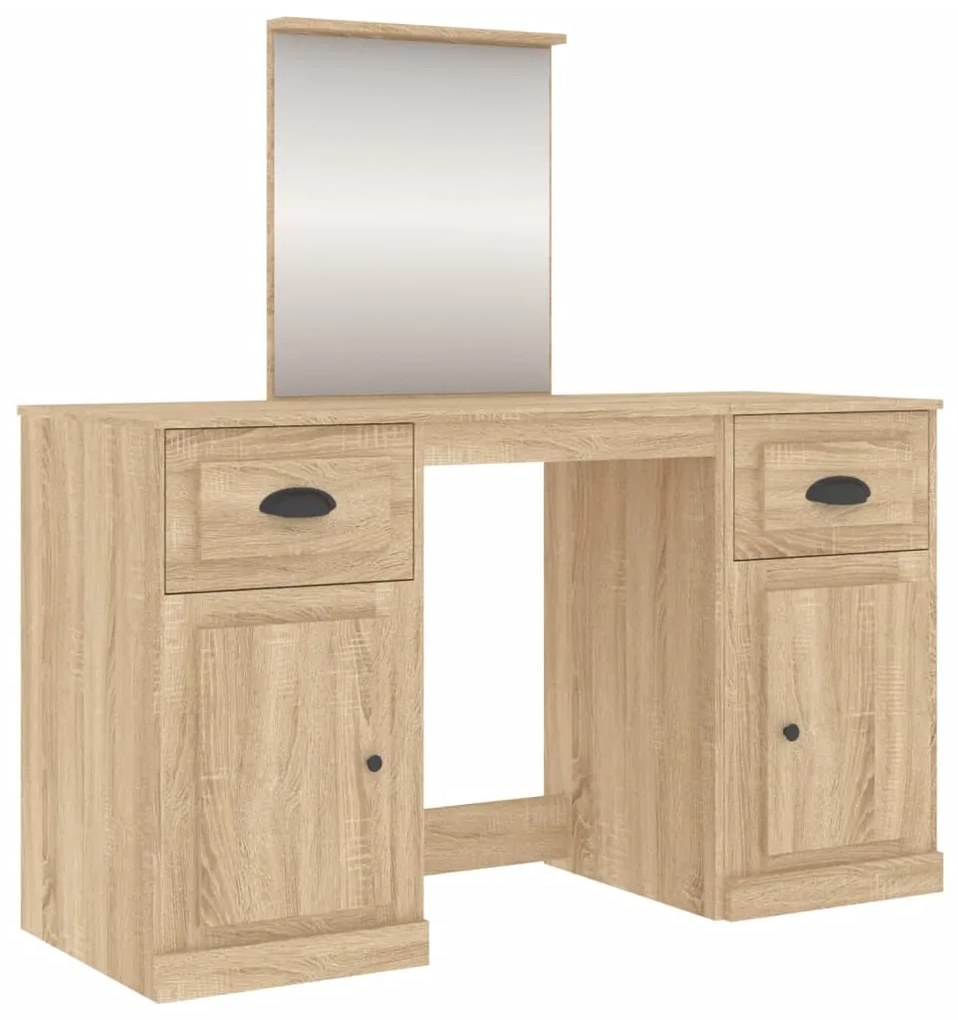 vidaXL Μπουντουάρ με Καθρέφτη Sonoma Δρυς 130x50x132,5 εκ.