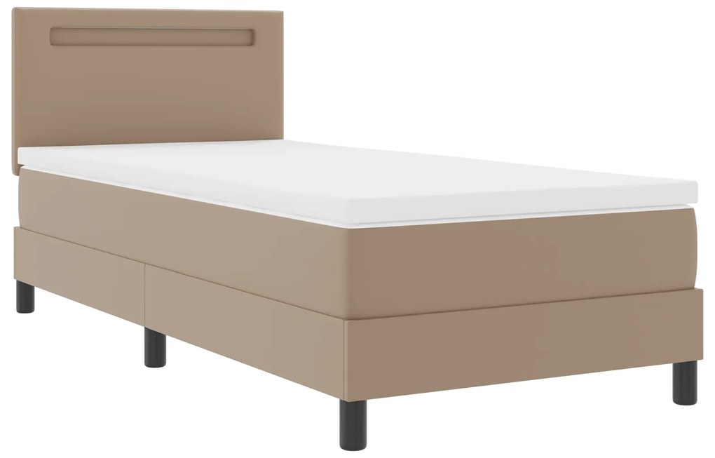 vidaXL Κρεβάτι Box Spring με Στρώμα σε Καπουτσίνο, 100 x 200 εκ, Ψεύτικο Δέρμα