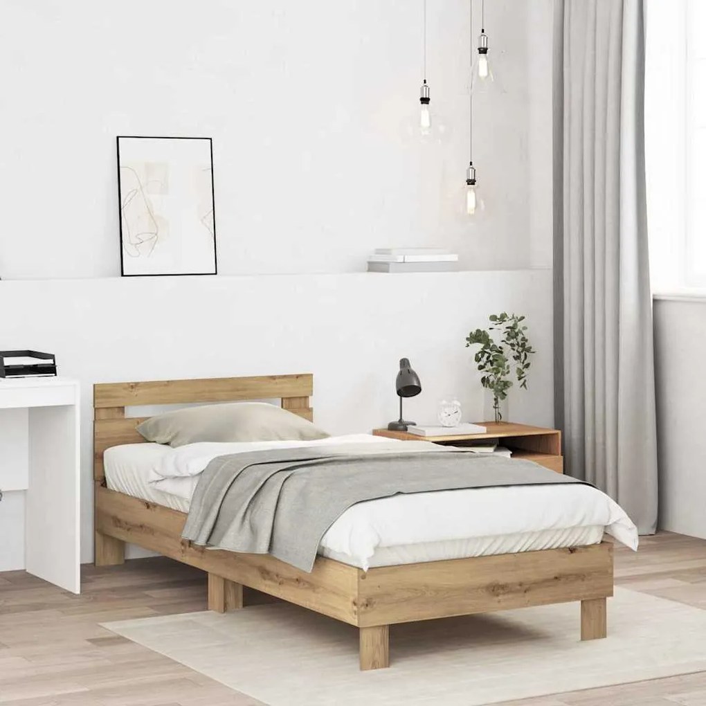 vidaXL Πλαίσιο Κρεβατιού Artisan Oak 90 x 200 cm Επεξεργασμένο ξύλο