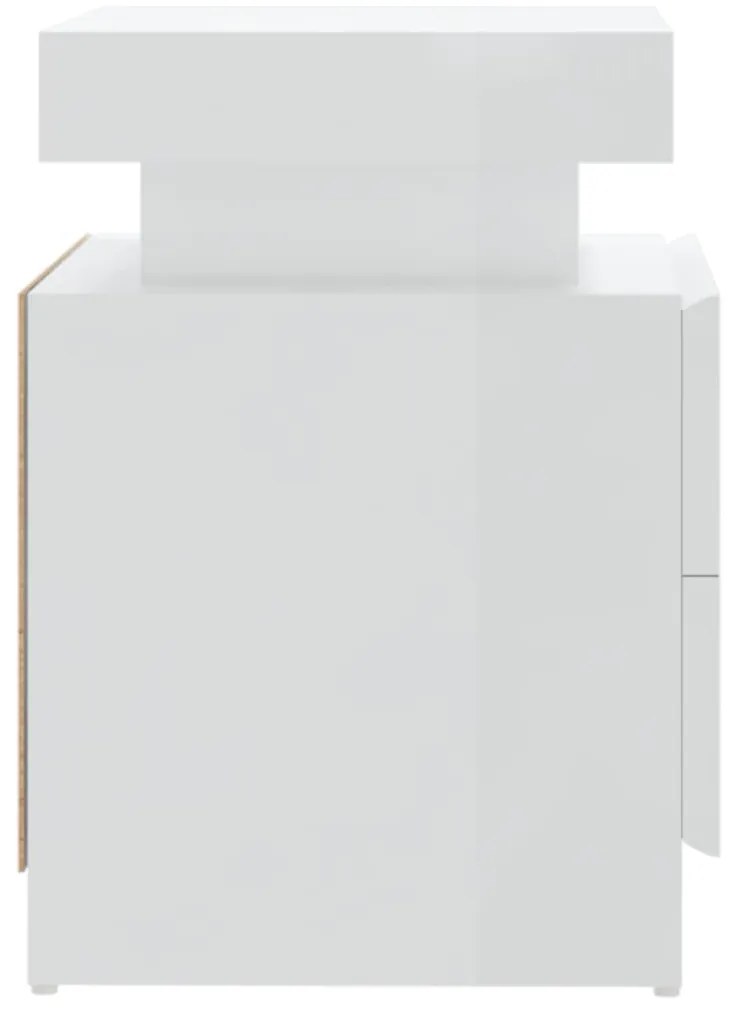 vidaXL Κομοδίνο Γυαλ. Λευκό 45 x 35 x 52 εκ. από Επεξεργασμένο Ξύλο