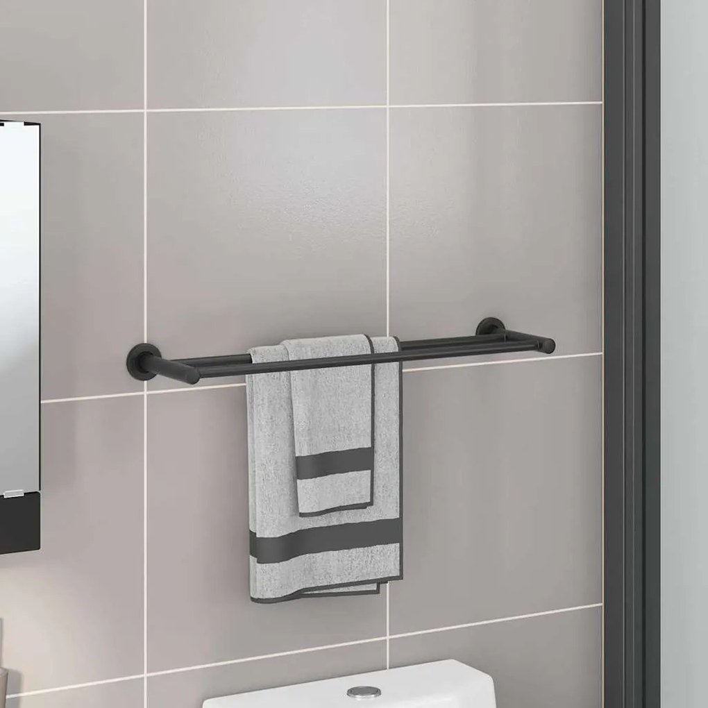 vidaXL Ράφι Πετσέτας Μαύρο 61 x 14.5 x 5 εκ Ανοξείδωτο ατσάλι