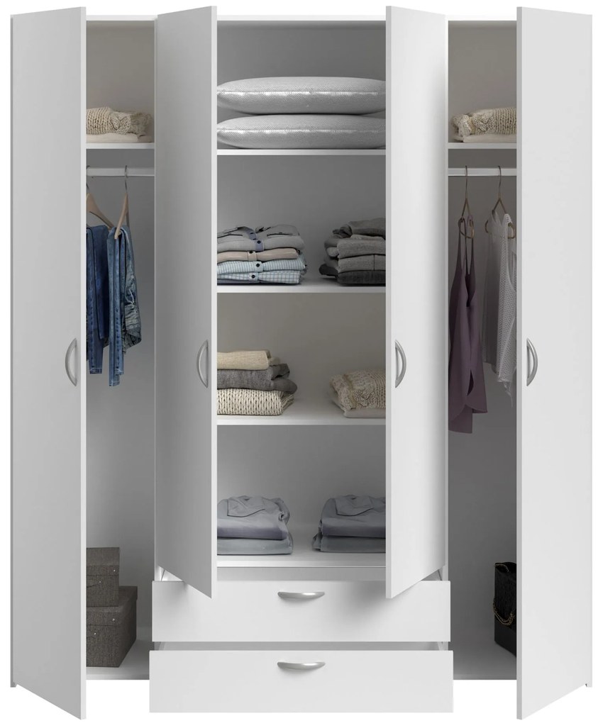 Ντουλάπα Dorm τετράφυλλη με καθρέπτη-Leuko