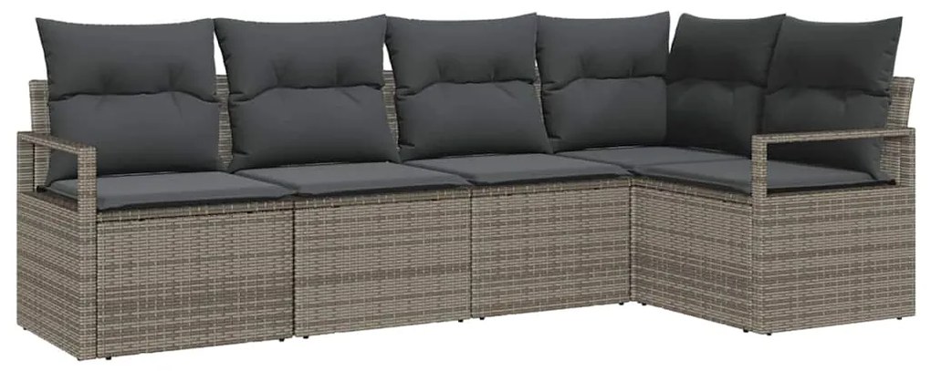 vidaXL Σετ Καναπέ Κήπου 5 pcs Γκρι Πολυ ράταν