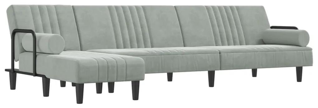 Καναπές Κρεβάτι Γωνιακός Αν. Γκρι 260 x 140 x 70 εκ. Βελούδινος - Γκρι