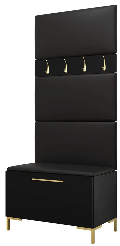 Σετ διαδρόμου Hartford F102, 196x84x46cm, 32 kg, Μαύρο, Οικολογικό δέρμα, Πλαστικοποιημένη μοριοσανίδα, Εντοιχισμένη, Τοίχου | Epipla1.gr