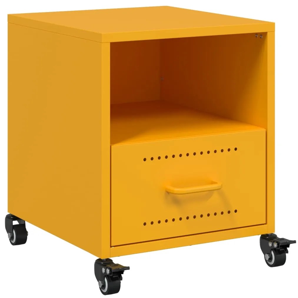 vidaXL Κομοδίνο Μουσταρδί 36x39x43,5 εκ. από Χάλυβα
