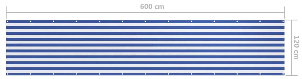 Διαχωριστικό Βεράντας Λευκό/Μπλε 120 x 600 εκ. Ύφασμα Oxford - Πολύχρωμο