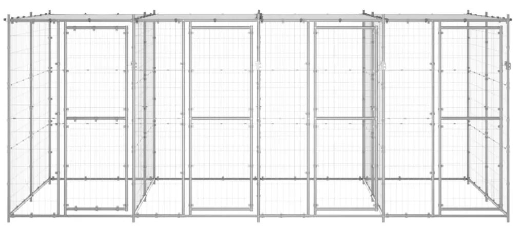 Κλουβί Σκύλου Εξ. Χώρου με Στέγαστρο 9,68 μ² Γαλβ. Χάλυβας - Ασήμι