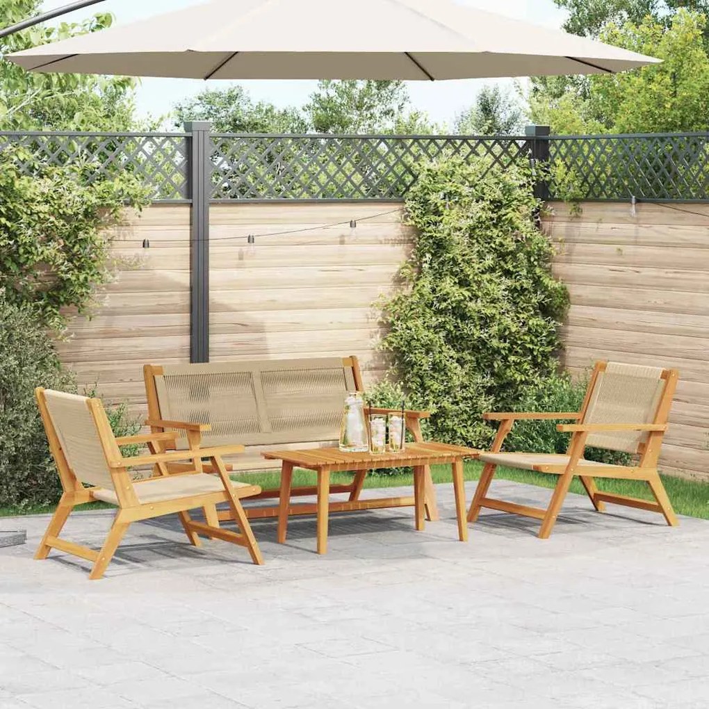 vidaXL Κήπου Καρέκλες με Τραπέζι 4 pcs Μπεζ 90 x 45 x 40 cm