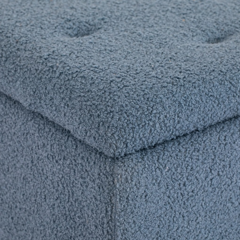 HOMCOM Πολυθρόνα αποθήκευσης, σεντούκι, όψη κασμίρ, έως 120 kg, πλαίσιο από φυσικό ξύλο, 95 x 38 x 45 cm, Μπλε