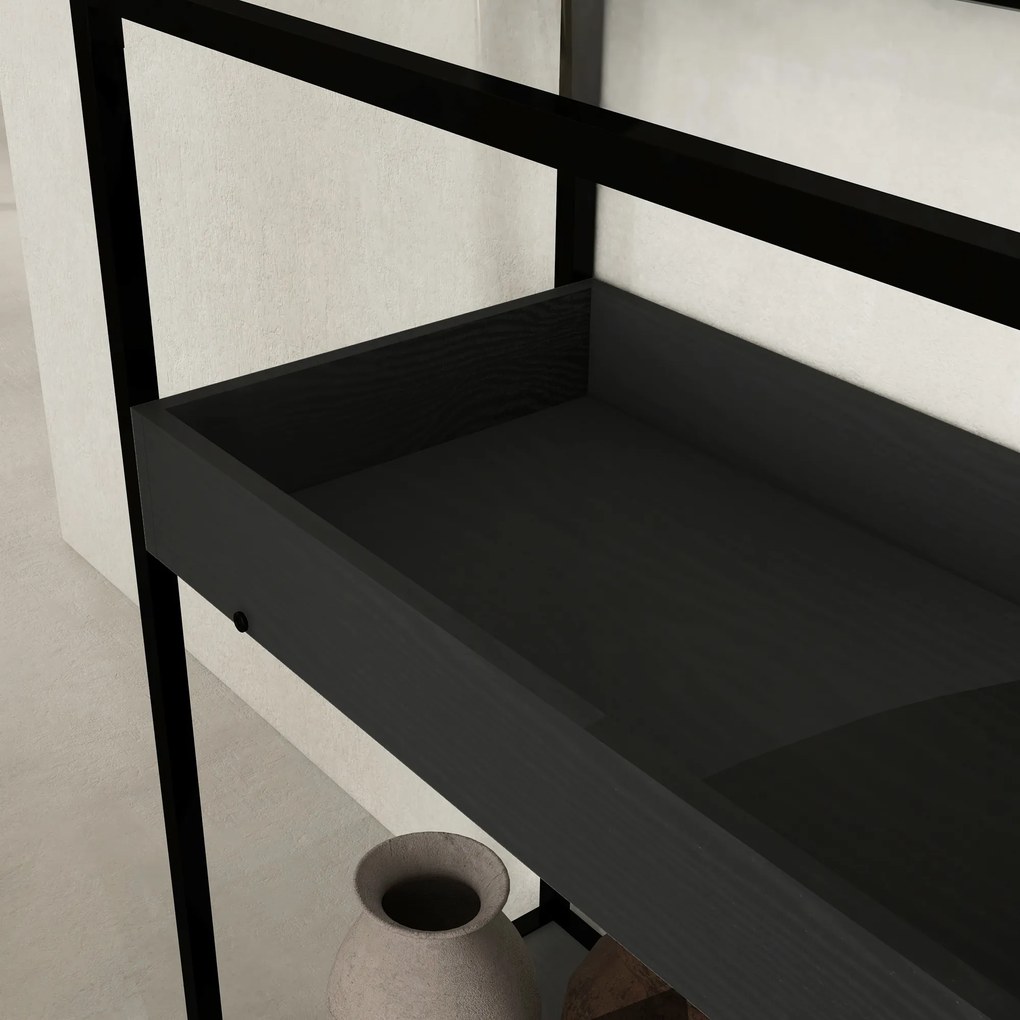 HOMCOM Τραπέζι κονσόλας με 2 ράφια, τραπέζι εισόδου, κονσόλα εισόδου, μαύρο