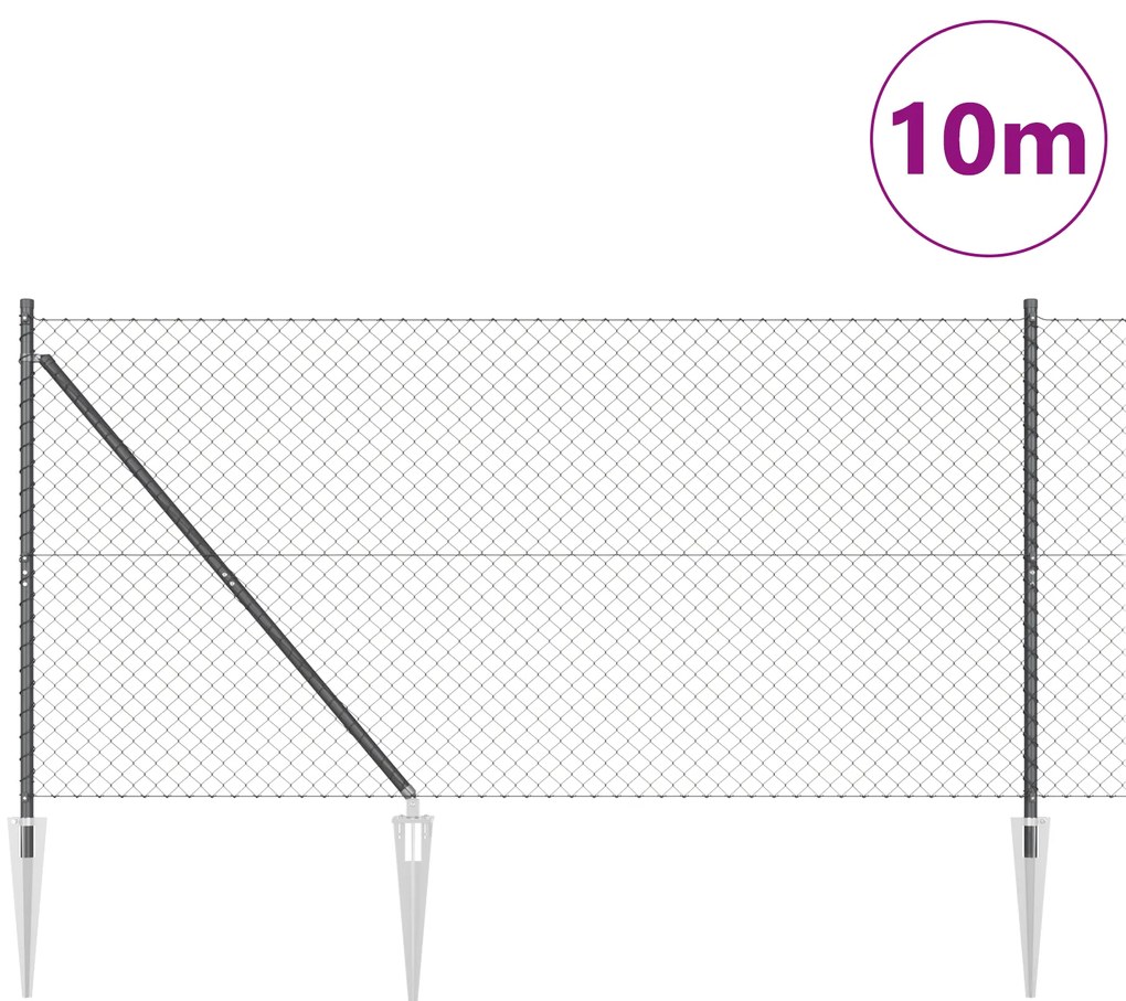 vidaXL Φράκτης με Σχοινί με 7 Σημεία Στήριξης 1.4 x 10 μ Γαλβανισμένος Χάλυβας