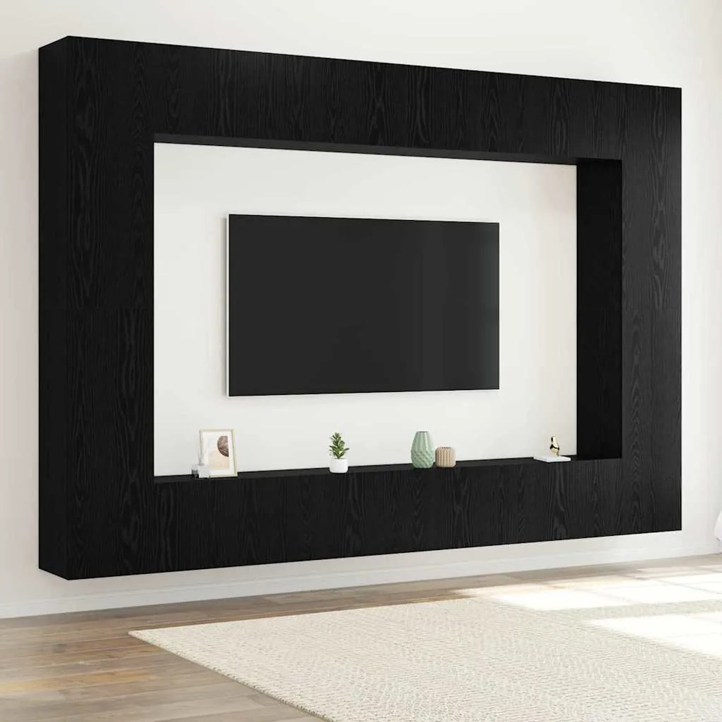 vidaXL Σετ επίπλου τηλεόρασης 8 pcs Μαύρη δρυς 100 x 30 x 30 cm