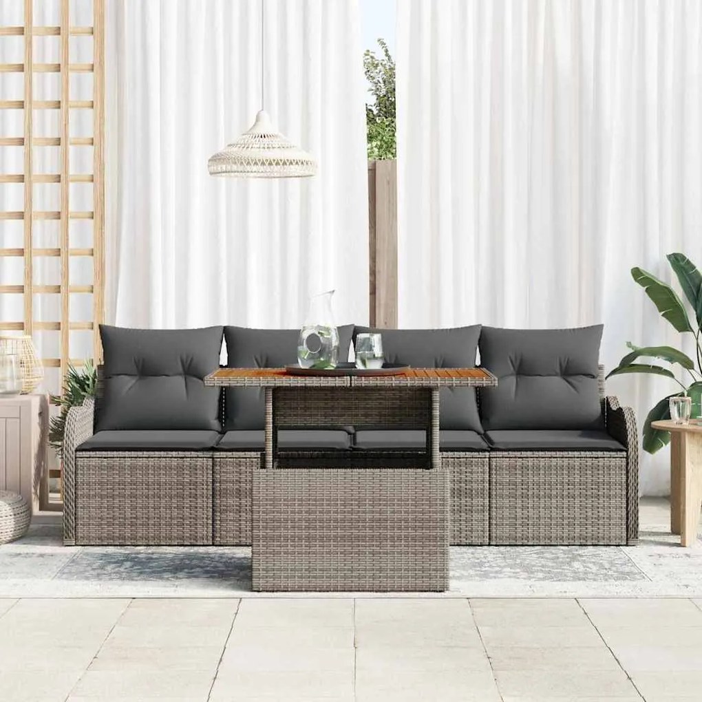 vidaXL Σετ Καναπέ Κήπου με μαξιλάρι 5 pcs Γκρι 100 x 55 x 73 εκ