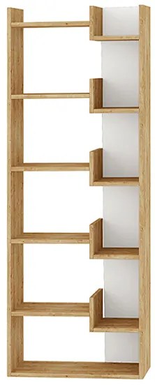 Βιβλιοθήκη Oppa Megapap χρώμα sapphire oak/λευκό 60x22x162εκ.