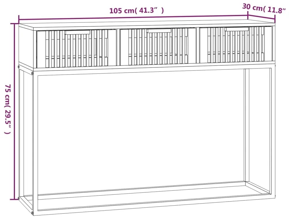 vidaXL Τραπέζι Κονσόλα 105x30x75 εκ. από Επεξεργασμένο Ξύλο και Σίδερο