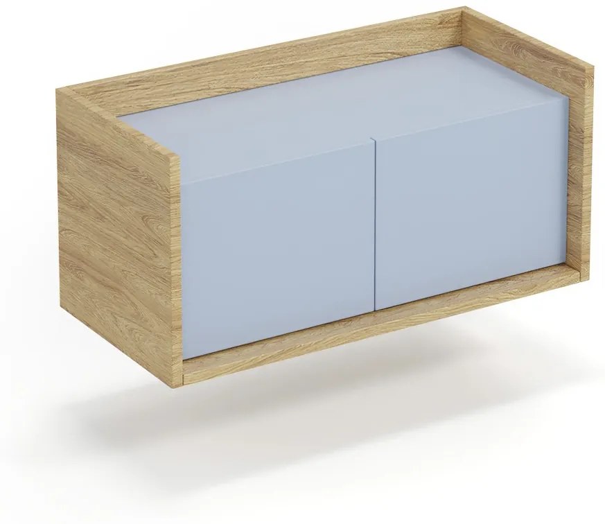 MOBIUS low cabinet 2D color: hikora oak/light blue DIOMMI V-PL-MOBIUS-SZAFKA NISKA_2D-NIEBIESKI DIOMMI-60-22420