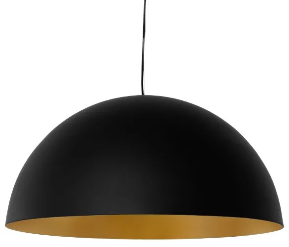 01342 GloboStar®  DIADEMA 01342 Μοντέρνο Κρεμαστό Φωτιστικό Καμπάνα Μονόφωτο 1 x E27 IP20 Μαύρο &amp; Χρυσό Μέταλλο - Μ60 x Π60 x Υ30cm