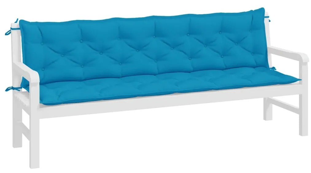 vidaXL Μαξιλάρια Πάγκου Κήπου 2 τεμ. γαλάζιο 200x50x7cm Ύφασμα Oxford